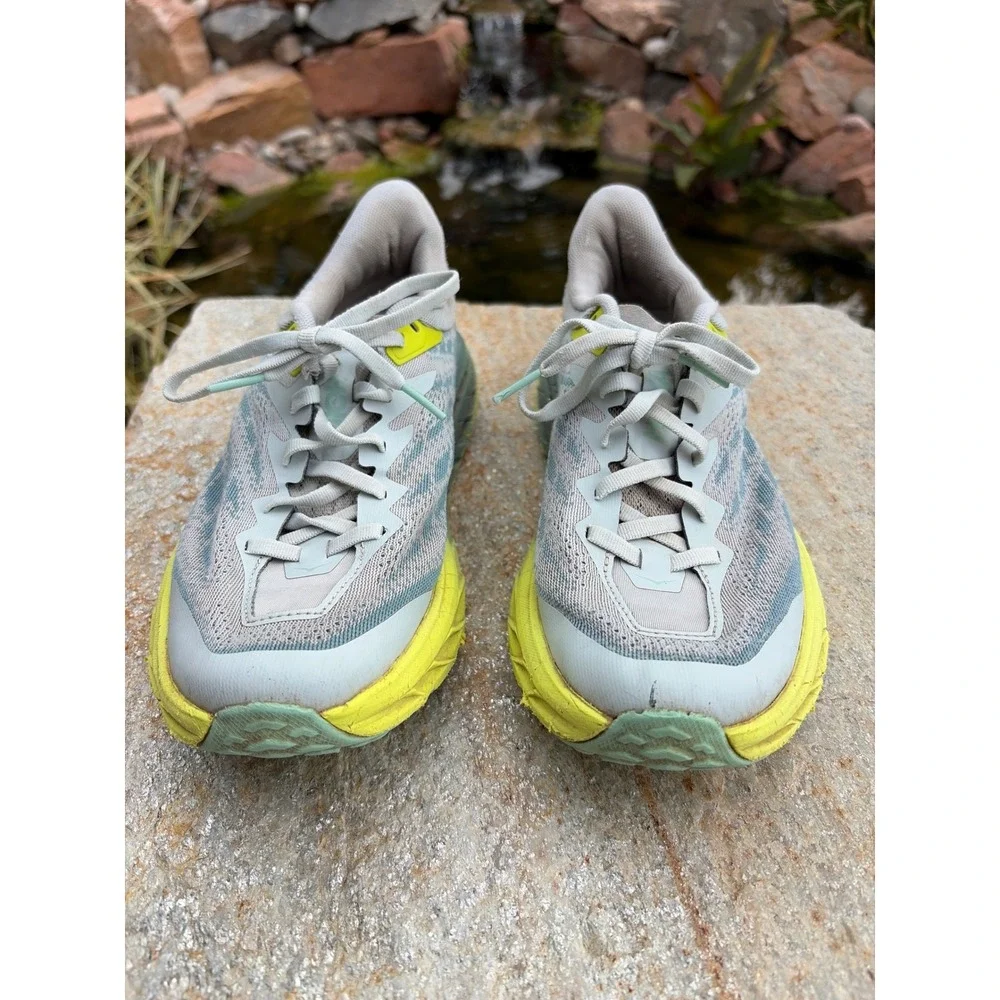 Hoka Speedgoat 5 Womens 7 Trail Running Shoes Mist Green Lime Yellow